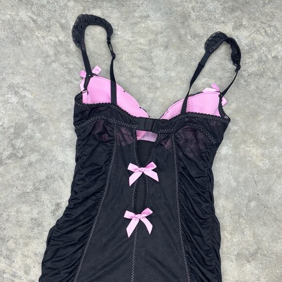 Victoria Secret Sexy Little Things Garter Dress Babydoll Chemise Lace Bow 36C - Picture 5 of 8
